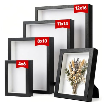 4 Pack 3D Shadow Box Frame Display Case Set for 4x6/8x10/11x14/12x16 Photos - size: 4 Pack