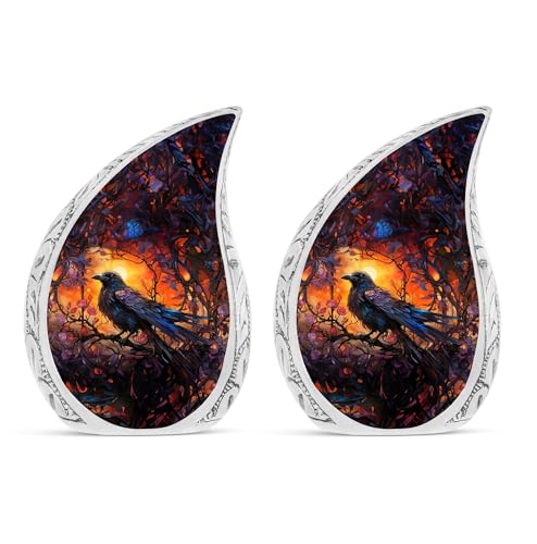 Raven's Mystical Roost - Teardrop Cremation Keepsakes for Ashes - Small Urn - Miniature Urns for Human Ashes - Burial Urns for Adult Human Ashes - Decorative Urn - Keepsake Urn, 3 Inch, 2Pcs - size: Keepsake-2