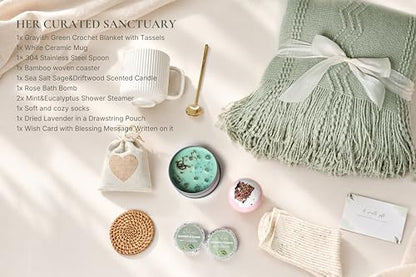 Get Well Soon Gift Baskets for Women- Self Care Package/Brithday Gift - After Surgery Recovery, Sympathy Gifts for Loss, Thinking of You/Grief/Bereavement/Miscarriage Gifts (Grey Green) - color: Grey Green