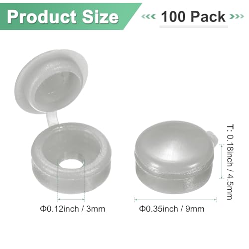 M METERXITY 100-Pack Plastic Hinged Screw Cover Caps, 3mm Shutter Screws with Caps, Fold Snap Washer Covers, Washer Flip Protection Covering M3 M4 M5 Screws Heads [Light Gray] - color: Light Gray, size: 3mm