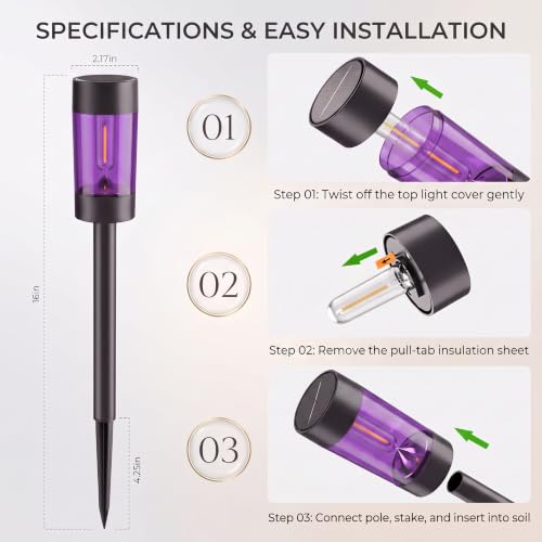 Eyrosa Halloween Solar Pathway Lights Outdoor Waterproof, 8 Pack, Purple - color: Purple