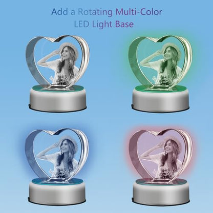 HAN'S LASER 3D Crystal Photo, Personalized Gift with Your Own Photo, Unique Mother’s Day,Birthday Gift for Women, Mother, Wife, Husband, Men(Small Heart) - size: Small Heart