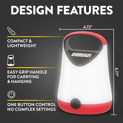 Eveready LED Camping Lantern X-250 (2-Pack), Super Bright Tent Lights, Rugged Water Resistant LED Lanterns, 100 Hour Run-time (Batteries Included), Red and Black - color: Red and Black, size: 2-Pack