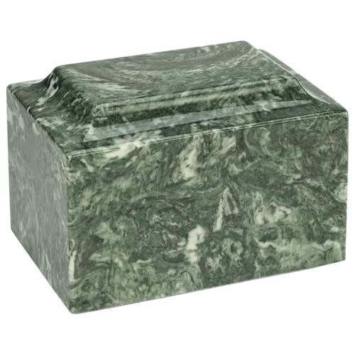 Emerald Classic Cultured Marble by Mackenzie Vault for Silverlight Urns, Green Cremation Urn for Ashes, Adult Sized, Ground Burial, Home Memorial, and Funeral Service - color: Emerald