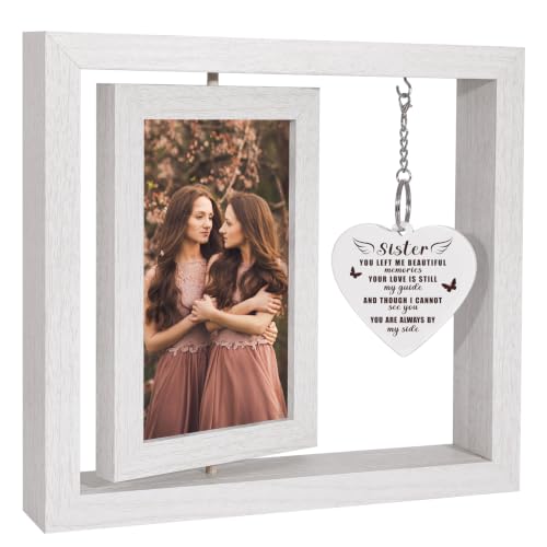Memorial Gifts for Loss of Sister, Sympathy Gift for Loss of Sister Memorial Picture Frame, In Memory of Sister Grief Remembrance Bereavement Sentimental Gifts, Display Two 4x6 Photos - color: Memorial Sister - White