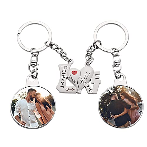 Custom Keychain with Picture, Llaveros Personalizados | Custom Text on Back, Keepsake Gift for Couples, Family, Friends, Anniversaries and Pet Memorials - color: Lover-r