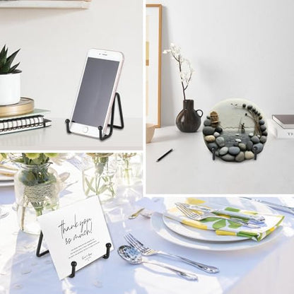 LIONWEI LIONWELI Plate Display Stand Easel Holders - 3" Tabletop Metal Stands for Small Decorative Plates, Photos & Picture Frames - Black, 4-Pack - size: 3 inch (4 pieces)