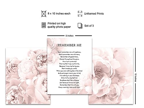 Memorial Gift for Loved Ones - Encouragement Remembrance Gift for Dog, Cat, Pet Owner - Remember Me Wall Art, Sentimental Room Decor, Home Decoration - 8x10 Floral Poster Photo Set UNFRAMED