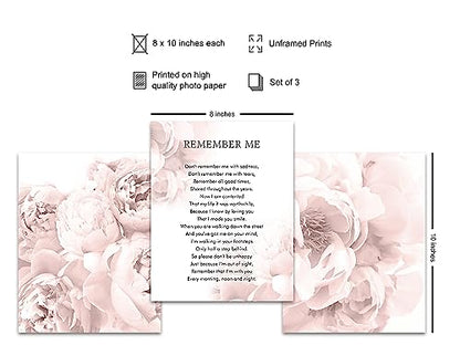 Memorial Gift for Loved Ones - Encouragement Remembrance Gift for Dog, Cat, Pet Owner - Remember Me Wall Art, Sentimental Room Decor, Home Decoration - 8x10 Floral Poster Photo Set UNFRAMED