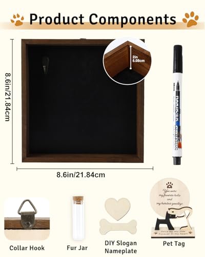 Pet Memorial Gift Shadow Box, 8.6'' Dog Memory Sympathy Gift - color: Brown 8.6x8.6in memorial box