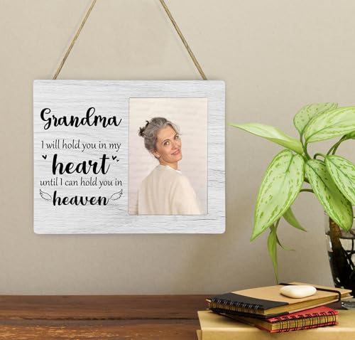 Grandma Memorial Picture Frame, I Will Hold You in My Heart Remembrance Wooden Photo Frame Gifts for Loss of Grandma, 4x6 inch Photo - style: Grandma Memorial Remembrance