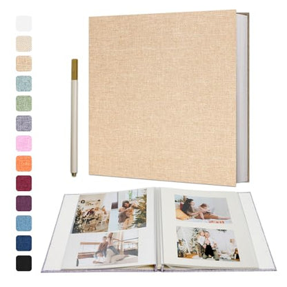 Vienrose Self Adhesive Photo Album, 60 Pages, 11 x 10.6 in, Khaki | Scrapbook Album, 30 Sheets, 3x5 4x6 5x7 8x10 Photos, Metallic Pen, DIY Memory Book, Wedding Album, Family Photos - color: Khaki, size: 11"x10.6"60 Pages