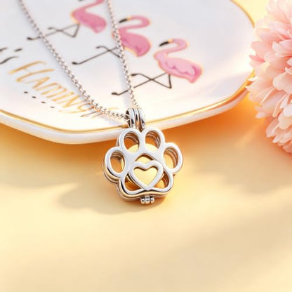 Pet Paw Urn Locket for Ashes Stainless Steel Cremation Jewelry for Dog/Cat Memorial Urn Necklace with Mini Casket Funeral Jewelry - color: Silver-Gold