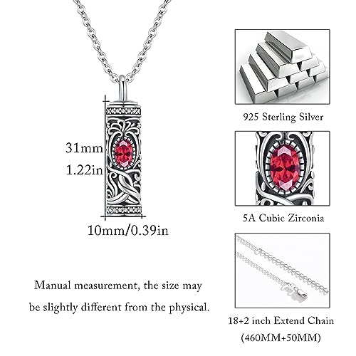 Urn Necklace for Ashes Cremation Jewelry 925 Sterling Silver Ashes Pendant Necklace Memorial Jewelry Gifts for Women Men Girls Boys - style: Tree of life-G-July-Ruby