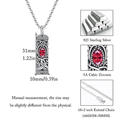 Urn Necklace for Ashes Cremation Jewelry 925 Sterling Silver Ashes Pendant Necklace Memorial Jewelry Gifts for Women Men Girls Boys - style: Tree of life-G-July-Ruby