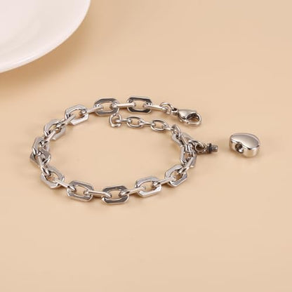 Heart Cremation Bracelets For Ashes Of Loved Ones Memorial Urn Bracelet For Women Stainless Steel Keepsake Jewelry - color: Customize