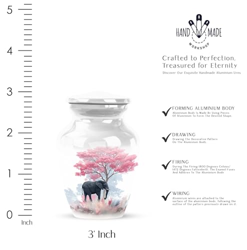 Elephant Funeral Cremation Urns for Human Ashes Small - 3 in Keepsake Urn - color: Elephant-1, size: 3-inch