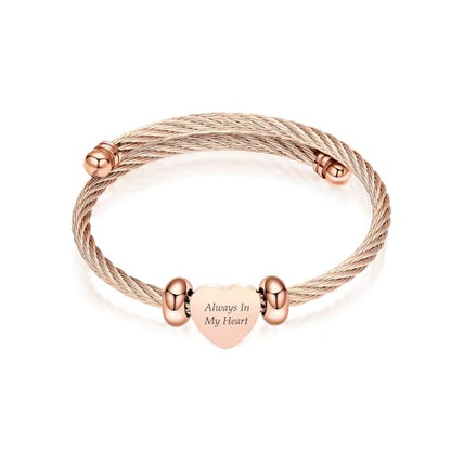 zeqingjw Heart Cremation Bracelet for Ashes Stainless Steel Urn Bangle Bracelet Memorial Keepsake Ash Jewelry for Women Men - color: Rose Gold