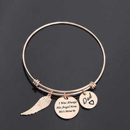 WUSUANED Memorial Jewelry I Used to Be His/Her Angel Bracelet in Memory of Loved One Dad Mom Sympathy Gift - color: In memory of dad bracelet RG