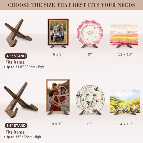 ANBOXIT Plate Stand for Display - 6.5 Inch Plate Holder Easel | Wooden Decorative Table Top Plate Stand, Picture Frame Holder for Photo
