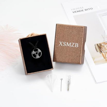 XSMZB Fitness Dumbbell Cremation Jewelry for Human Pet Stainless Steel Weight Plate Urn Necklace for Ashes Keepsake Pendant Urn Jewelry - color: Black