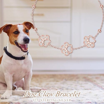 DAOCHONG Pet Paw Print Bracelet for Women Pet Memorial Jewelry | Sterling Silver Dog Cat Paw Bracelet | Pet Loss Sympathy Gift | Birthday Xmas Present for Pet Lover Mom Wife - style: Rose Gold-Pet Paw Print bracelet