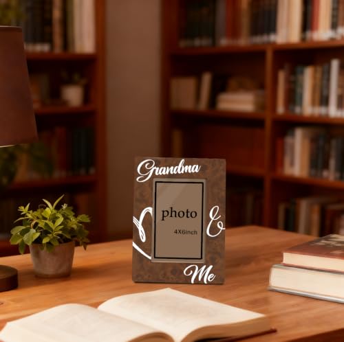 Grandma and Me Picture Frame, Grandmother Birthday Gift From Grandchild, Tabletop Display Home Decoration, Grandma Gifts Wooden Photo Frame Fitting a 4x6 Inch Photo - color: Grandma and Me