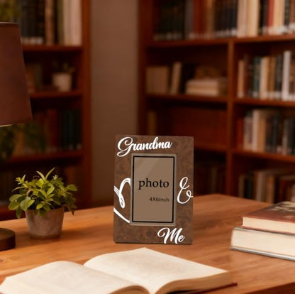 Grandma and Me Picture Frame, Grandmother Birthday Gift From Grandchild, Tabletop Display Home Decoration, Grandma Gifts Wooden Photo Frame Fitting a 4x6 Inch Photo - color: Grandma and Me