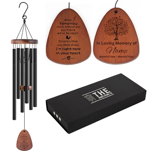 32" Personalized Memorial Wind Chimes, Sympathy Wind Chimes Gift for The Loss of A Loved one, Home Decor Outdoor Garden, Soothing Melodic Tones with Mute Option.
