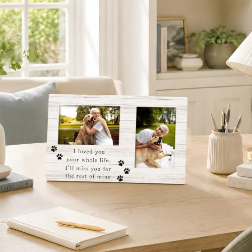 Dog Memorial Double Picture Frame 4x6, Memorial Pet Two Photo Frame - color: color-4