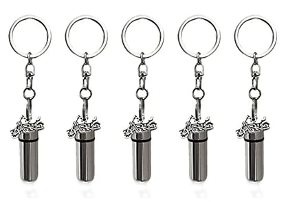 Set of 5 MOTORCYCLE CREMATION URN Keychain/Keyring Keepsakes, Custom Engravable, Handmade, Mourning Keepsake, Memorial Jewelry