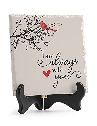 LukieJac Red Cardinal Gifts Decor Condolence Memorial Gifts For Loss Of Mother Father Husband In Loving Memory Funeral Remembrance Memory Plaque Wooden Stand Bereavement Grief Gifts For Loss Of Mom - color: I Am Always With You