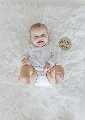 Little Pear New Baby Giftset, Rainbow Baby Keepsake Book with Included Ink Pad, Wooden Monthly Milestone Discs, Newborn Clay Handprint and Footprint Hanging Keepsake - color: New Baby Giftset