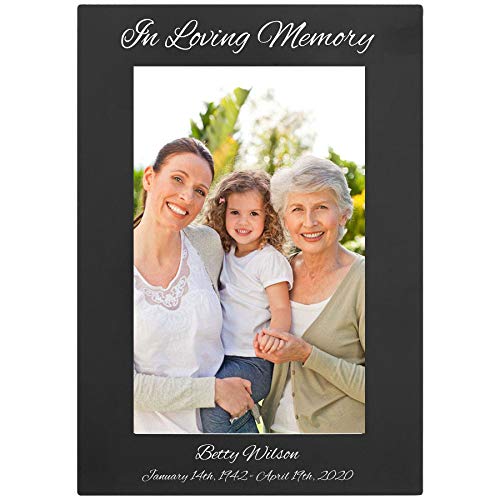 CustomGiftsNow In Loving Memory Engraved Anodized Aluminum Hanging/Tabletop Personalized Remembrance Custom Memorial Photo Picture Frame - Add Loved One's Name and Dates 8x10-inch Vertical - size: 8x10-inch Vertical