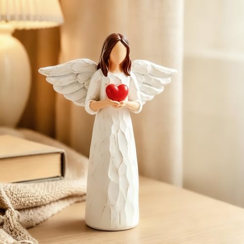 Sympathy Gifts for Loss of Loved One - 6.9" Angel Sympathy Gift, Memorial Gift for Loss of Dad Mom Grandmother, Angel Figurine for Bereavement Remembrance Gifts, Angel Statue Holding a Heart - style: Sympathy Figurine