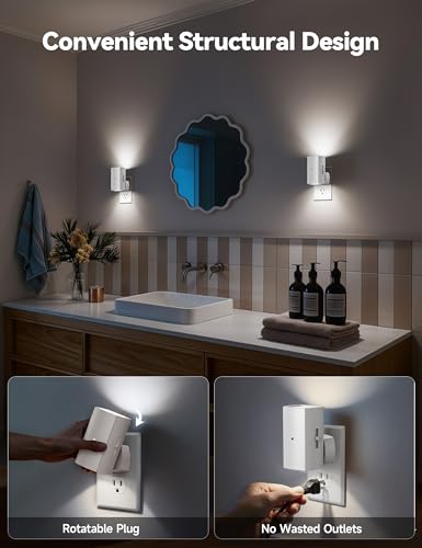 Brightown 2 Pack White Night Lights with Rotating Plug, Pure White - color: Pure White, size: 2 PACK White