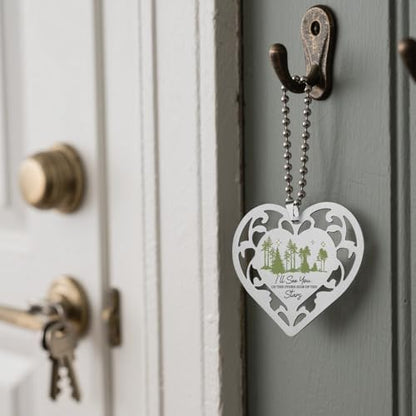 Memorial Heart Ornament “I’ll See You on The Other Side of The Stars” Stainless Steel Heart Sympathy Gift Remembrance Hanging Sign Loss Keepsake Tree Decoration Hanging Ornaments S2X49 - style: Memorial Heart3