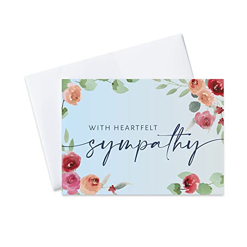 Sympathy Cards with Envelopes from Group (Heartfelt Bouquet) Bulk 25 Pack of Elegantly Designed Condolence Cards with Envelopes from Us (5x7 inch - A7) Family, Business, Employees & Clients (S2002)