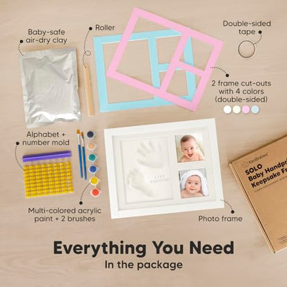Baby Hand and Footprint Kit Quick Dry Clay Baby Footprints (Alpine White) | Pets Paw Kit, Newborn Keepsake Picture Frame for Boys, Girls, Personalized New Mom Gifts for Shower & Registry, Grandparents - color: Alpine White