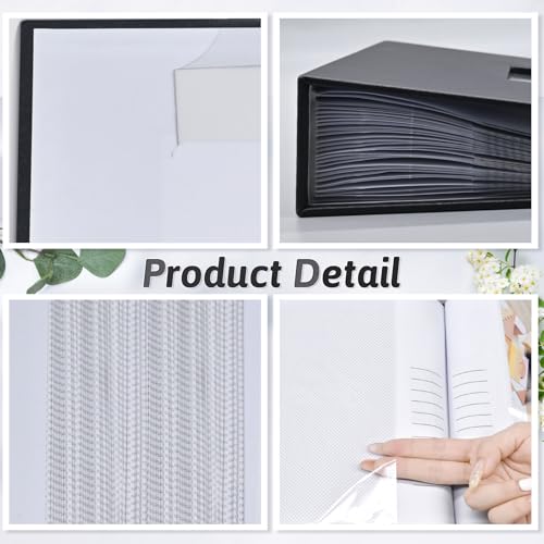 Popotop Photo Album 4x6 100 Photos with Writing Space, Leather Cover Album with Display Picture Window, Photo Book for Wedding Family Baby Gift - color: Classic Black, size: 100 Pockets