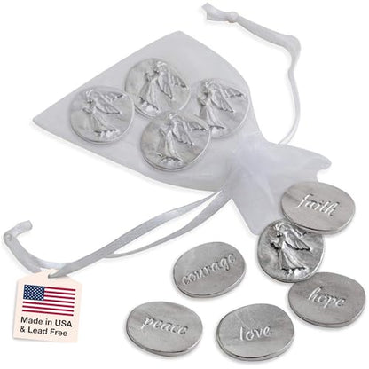 DANFORTH Pocket Angel Token Bag of 10, Inspirational Pewter Coins Lead-Free | Guardian Angel Coin, Keepsake Coins for Encouragement, Remembrance & Spiritual Gifts - color: Inspirational Angel Coins Bag of 10