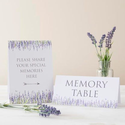 ANGEL & DOVE Lavender Set of 2 Funeral Memory Table Signs