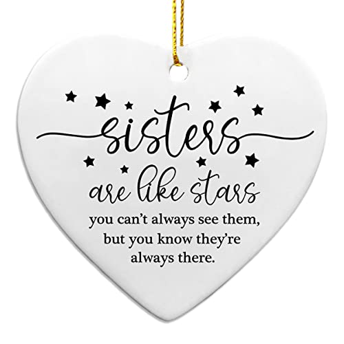 Sister Are Like Stars Keepsake Heart Ceramic Gift Birthday Gifts for Sister Gifts for Sister from Sister Best Friend Gift Good Friends Bestie Gifts for Women Her Long Distance - color: Sister Are Like Stars