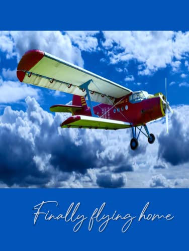 Celebration of Life Memorial Guest Book, 8.25x11 inches, hardcover: With Airplane Cover and Words Finally Flying Home