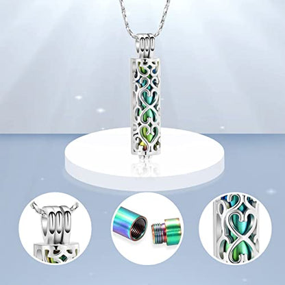 Imrsanl Cylinder Cremation Urn Necklace for Ashes of Loved One - color: Silver Colorful