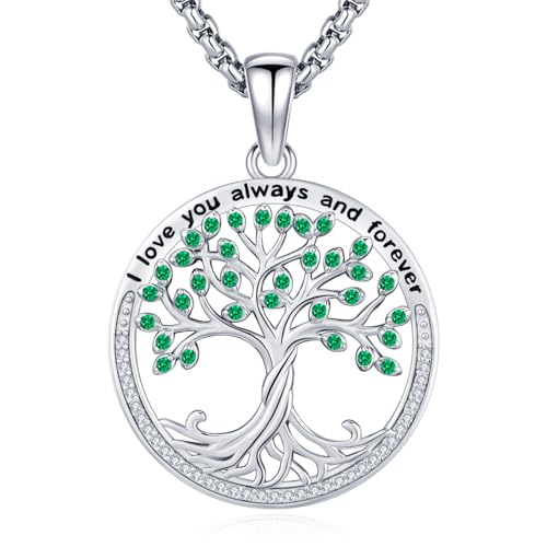 Sterling Silver Tree of Life Necklace for Women Oval Family Tree Necklace Abalone Shell Moonstone Pendant Mother Day Necklace for Mom Tree of Life Jewelry - style: Tree of Life-CZ