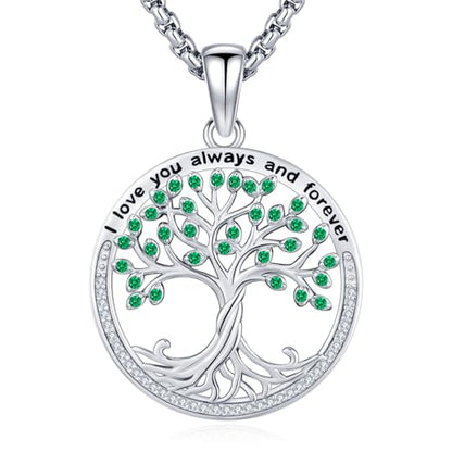 Sterling Silver Tree of Life Necklace for Women Oval Family Tree Necklace Abalone Shell Moonstone Pendant Mother Day Necklace for Mom Tree of Life Jewelry - style: Tree of Life-CZ