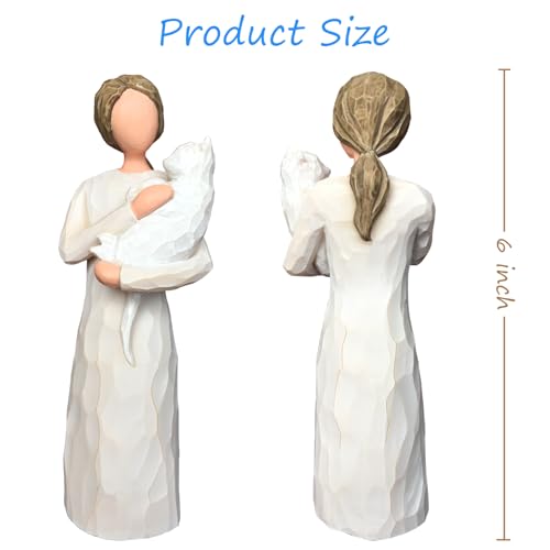 FRUMOASA White Cat Angel Figurine 6" Loss Cat Sympathy Memorial Gift Statue - color: White Cat