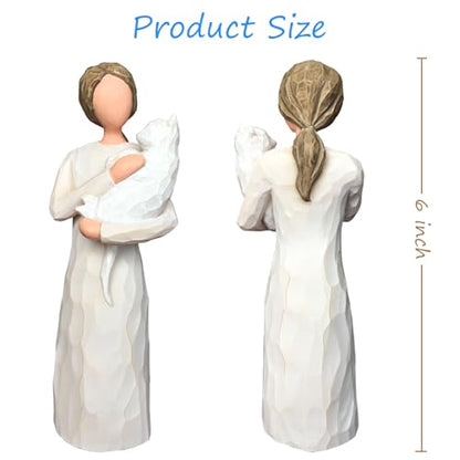 FRUMOASA White Cat Angel Figurine 6" Loss Cat Sympathy Memorial Gift Statue - color: White Cat
