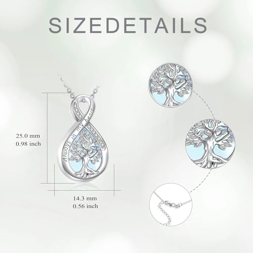 Diamond Tree of Life Urn Necklace for Ashes 925 Sterling Silver Family Tree of Life Cremation with Funnel Filler Ash Holder Keepsake Memorial Jewelry Gifts for Women,18+2 inch - style: Style 2-Moonstone